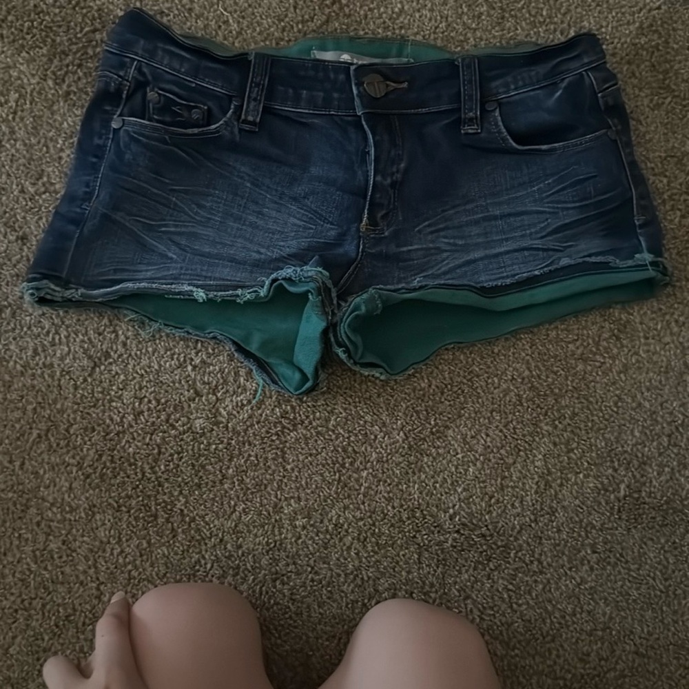 extra low rise jean shorts
